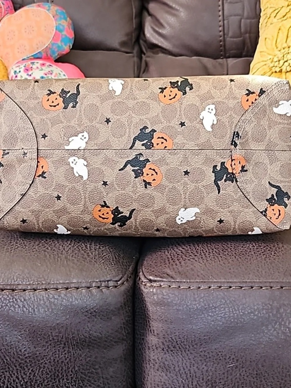 Coach Halloween Print Tote - Brown/Orange/Black/White - Picture 3 of 4